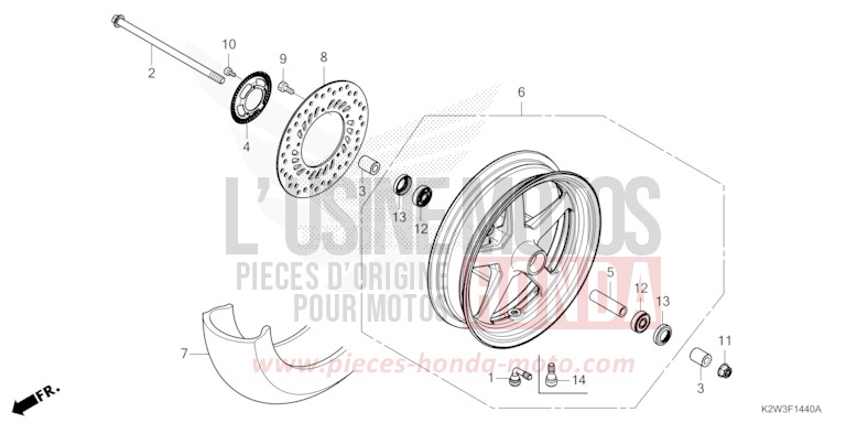 ROUE AVANT de Dax ST125 PEARL SHINING BLACK (NHB98) 2026